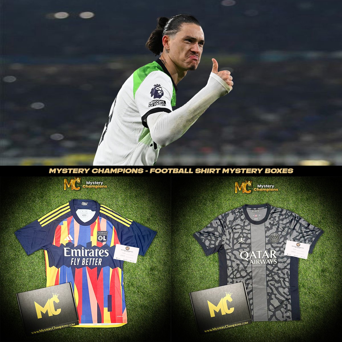 If  Darwin Nunez 🇺🇾 scores ANYTIME tonight we’ll giveaway a Mystery Football Shirt Box 📦

To enter simply 👇

🔄 Retweet
🤝 Follow us

Good luck Champions! 🍀 mysterychampions.com