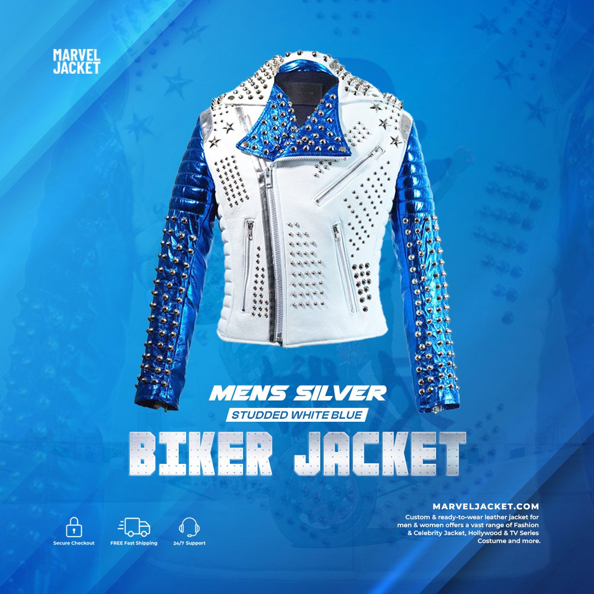 marveljacketusa's tweet photo. Rev up your style with this silver-studded biker jacket

#jacket #biker #studded #silver #mens #white #blue #motorcycle #instagram #clothing #netflix #movie #tvshow #tvseries #marveljackets #marveljacketusa #marveljacketofficial https://t.co/Ub3KaPQ4bX