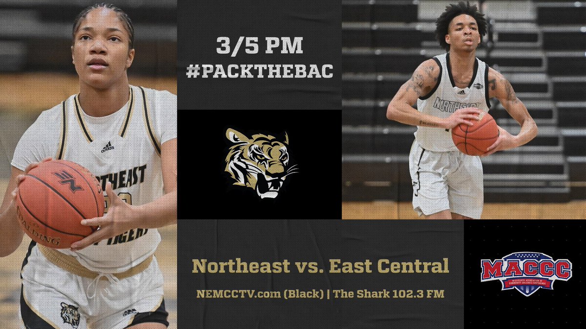 NEMCCTigers's tweet photo. BKB | #NEMCC will finally start conference play after an impromptu 2️⃣ week layoff! 

Remember our early tipoff times due to icy roads!

🆚 @ECCCAthletics
📍 Bonner Arnold Coliseum (Booneville, MS)
🕰️ 3/5 pm
📺 https://t.co/yqqUIPTQ2S
📻 @theshark1023
🐯 #TigerTown | #PACKtheBAC https://t.co/eDZ032PvmP