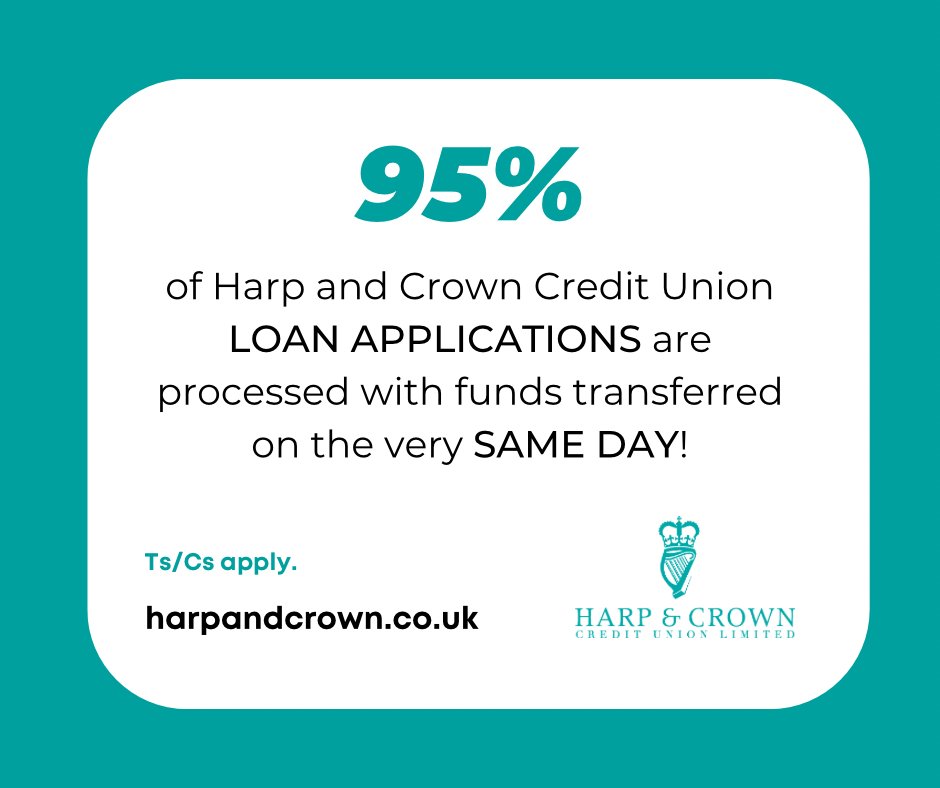 HarpandCrownCU's tweet photo. Around 95% of our CREDIT UNION LOAN applications are approved & issued on the same day.
Read that ⬆️ again & let it sink in…
Get in touch.
☎️ 028 9068 5198 (Mon-Fri 9-5)
📧 creditunion@harpandcrown.co.uk
#creditunion #CreditUnionSavings #CreditUnionLoan #ethicalborrowing https://t.co/CMFx6FMMHf
