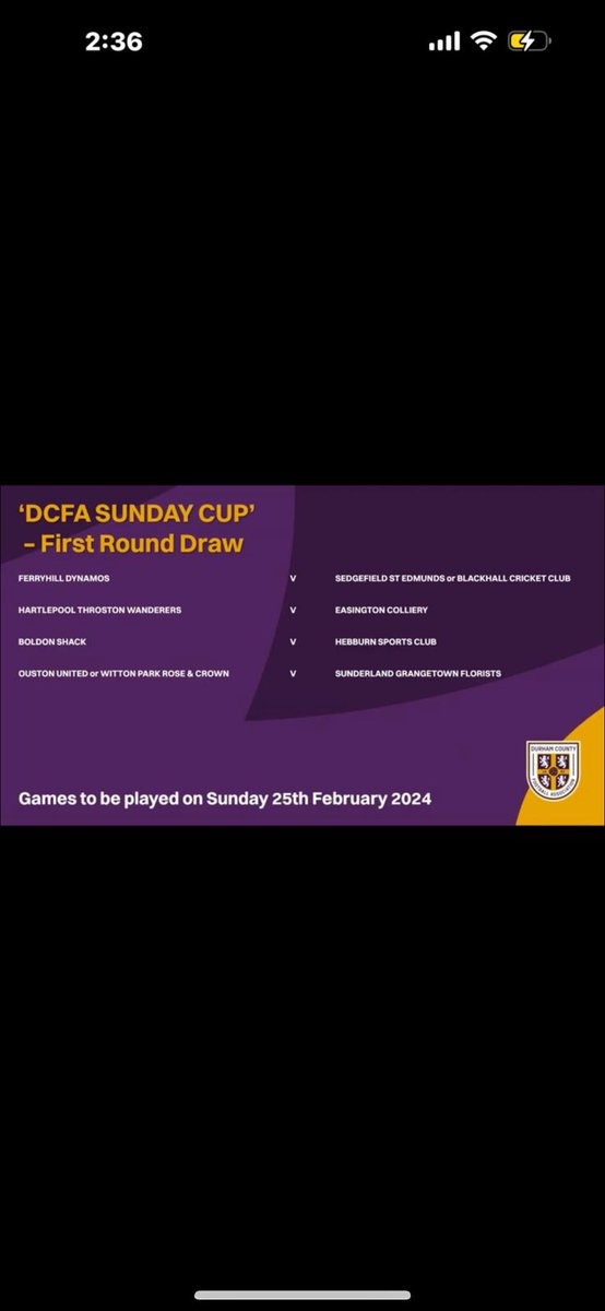 EasingtonCW's tweet photo. We have been drawn away to @ThrostonWFC in the quarter final of the county cup.
Game is to be played on the 25th Feb.
#weeeeeeee #hornybrucela https://t.co/G4zGQt7Gng
