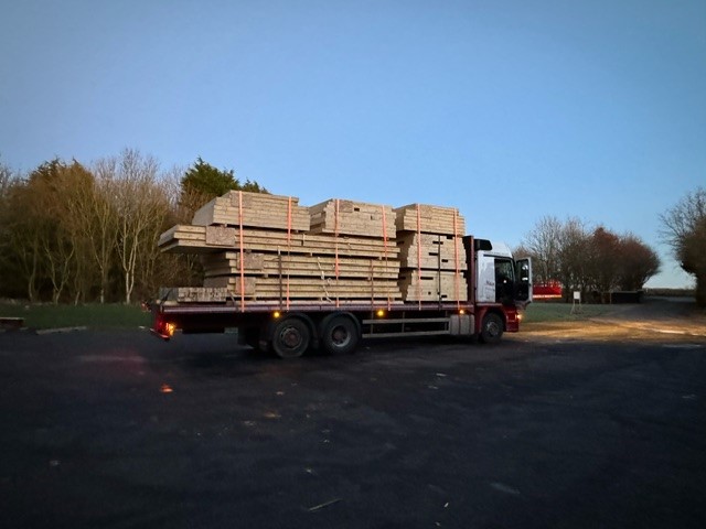 FlitcraftLtd's tweet photo. There's something quite satisfying seeing the wagon loaded ready for delivery, all the hard work in design &amp; factory manufacture being handed over to the erectors on site.  If you have a timber frame project you would like to discuss with Flitcraft, please call us on 01995 679444 https://t.co/wB2mJIjPPw