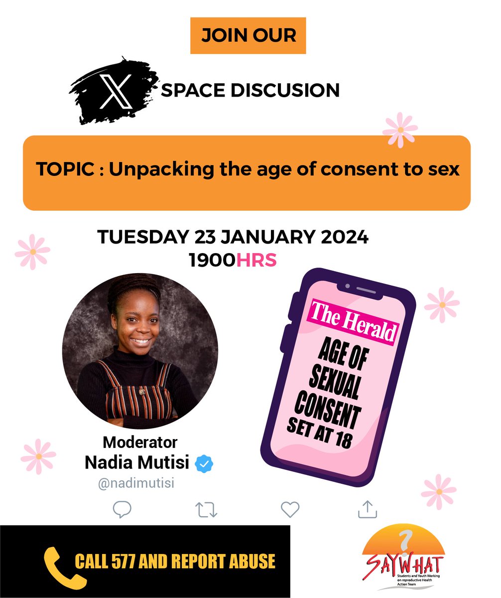 Join us tomorrow for an X space at 7pm as we unpack the age consent to sex which has recently been gazetted.
What are your thoughts on this?
#AgeOfConsent #consent #SpaceX