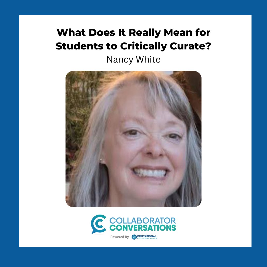educollabor8ors's tweet photo. We're thrilled to have Nancy White as a speaker at Collaborator Conversations! Dive into effective collaboration strategies for K-12. 🤝
#CollabConvos #K12 #Education https://t.co/5Jtk4enggi