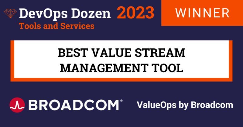 Have you heard? “The Best #VSM Tool goes to ValueOps by Broadcom. Their deep understanding of this space makes them very deserving of this recognition.” Techstrong Group's @Alan Shimel Thank you, @devopsdotcom Dozen! Learn more: tinyurl.com/2s3rxr54