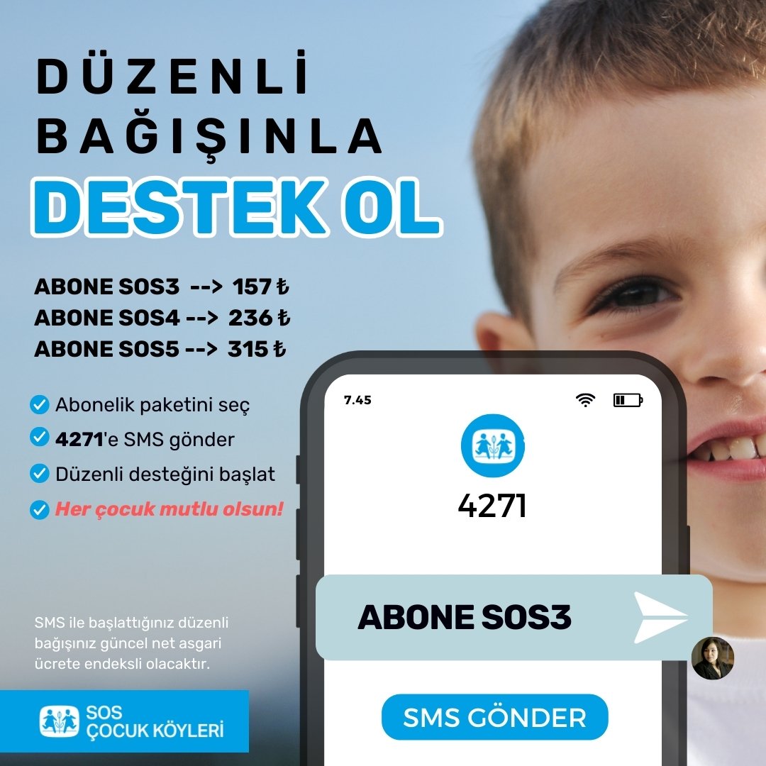 CocukSOS's tweet photo. Çocuklar için kalıcı değişimler yaratırken yol arkadaşımız olur musunuz?

Başlatacağınız düzenli bağış abonelik paketi sayesinde çocuklara sevgi dolu bir yuva, uygun bir eğitim ve sağlık hizmeti sağlanması için destek olabilirsiniz.

https://t.co/k1W1rUFI2D https://t.co/17TcQd9qqH