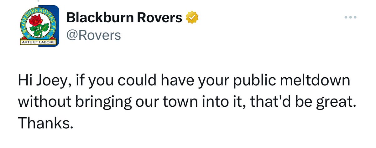 secondtierpod's tweet image. The Blackburn admin response 🤣🤣