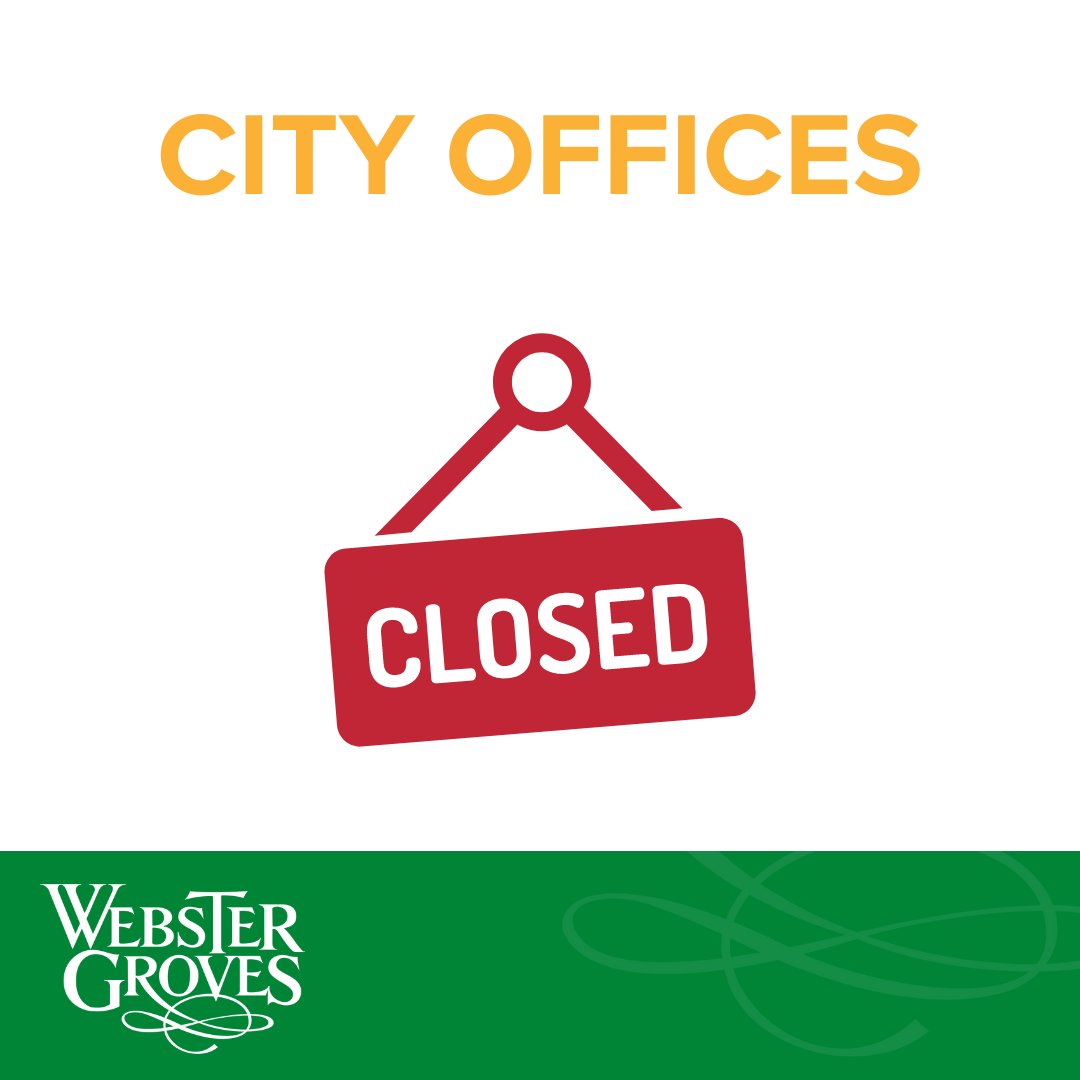 City of Webster Groves (@webstergroves) on Twitter photo Due to the continued weather, city offices will be closed today.  The Sustainability Commission and Traffic Advisory Commissions this evening will be Zoom only. Due to the continued weather, city offices will be closed today.  The Sustainability Commission and Traffic Advisory Commissions this evening will be Zoom only.