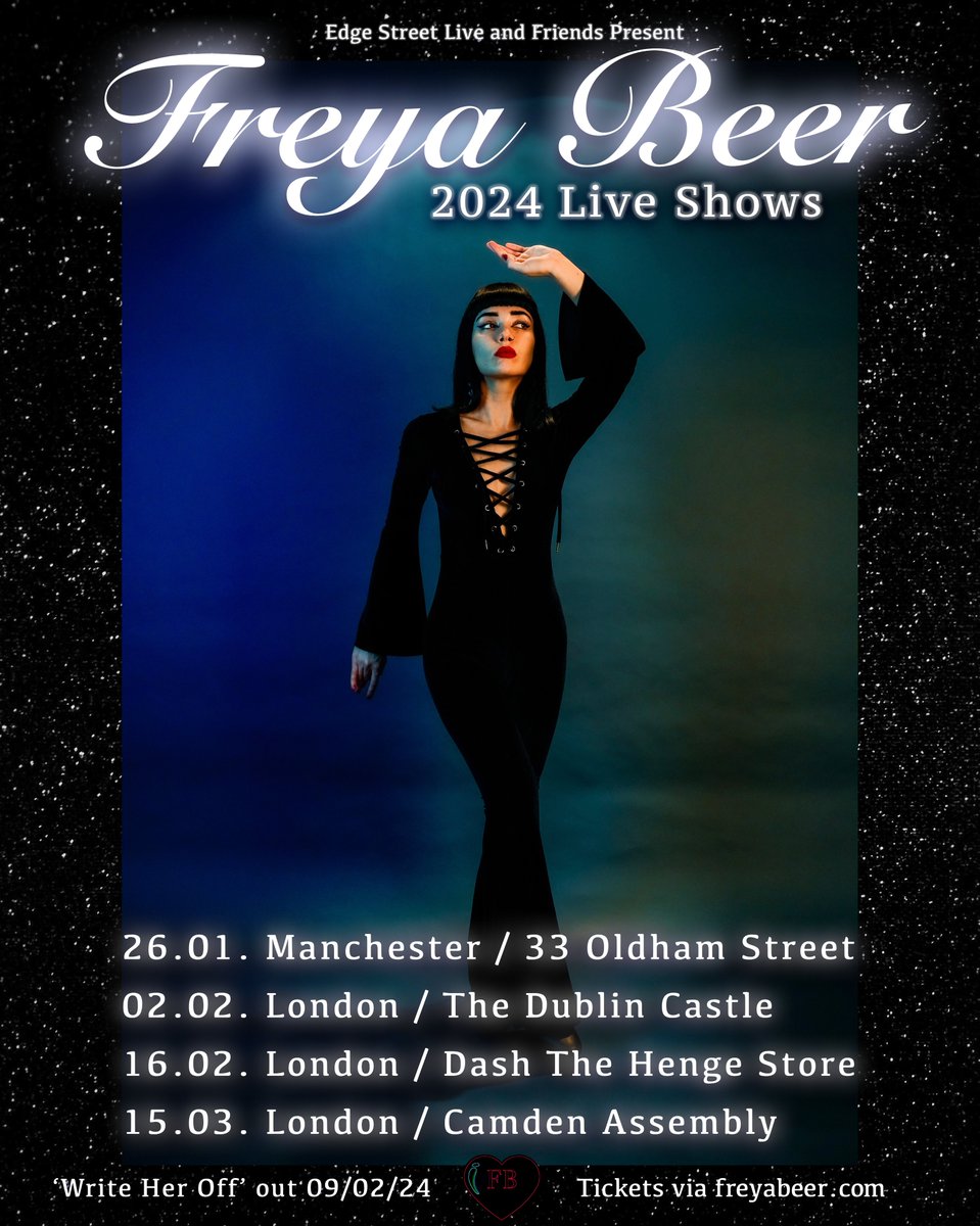 Catch the absolute Queen that is @freyabeer in all her glory in Manchester and London over the next few weeks ✨ You can purchase tickets from freyabeer.com & edgestreetlive.com/freya-beer