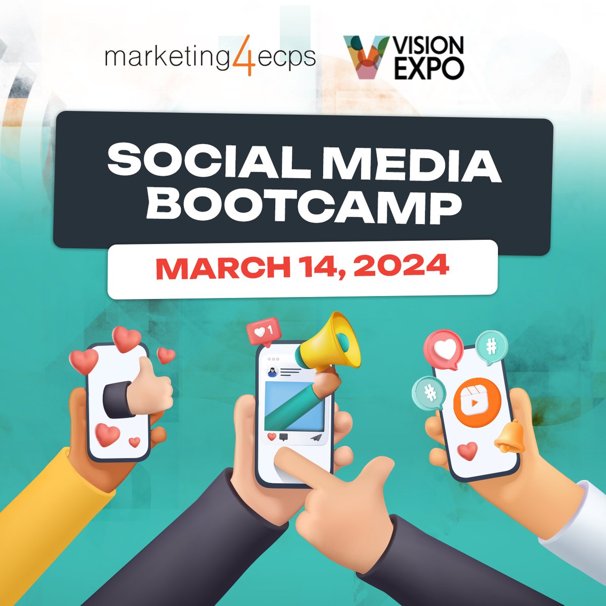 4ECPS's tweet photo. Vision Expo East is just around the corner and our team is excited to be hosting our Social Media Bootcamp on March 14th in New York! Register for Vision Expo East and add our social media sessions to your agenda.

 https://t.co/JwHNYhHJIL https://t.co/xrbKHCQ7hM