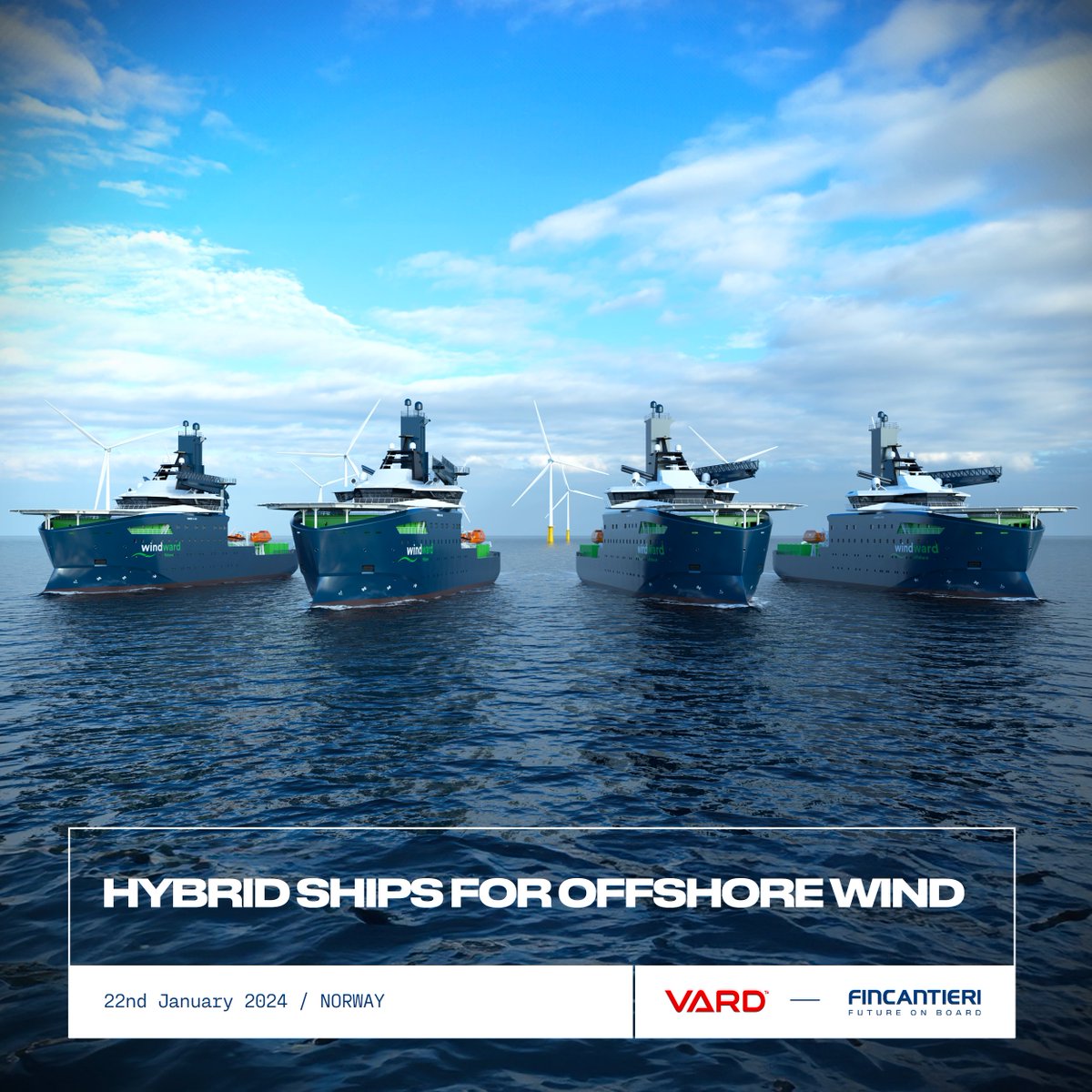 Fincantieri's tweet photo. 💥 Our subsidiary #VARD will undertake the design and construction of two additional hybrid #CSOVs, following the exercise of options by the Windward Offshore consortium.
🌳 The four units, equipped with a hybrid battery system and prepared for future operations on green methanol, will support majors globally in constructing, commissioning and maintaining offshore wind parks.
An order of which we are proud, and that further consolidates our Group's role in the offshore wind sector.
#Fincantieri #FutureOnBoard
#Offshore #OffshoreWind #Sustainability