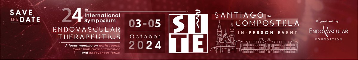 SITEsymposium's tweet photo. SAVE THE DATE!
SITE is the most international vascular meeting in Spain.
Attendees will include live and recorded cases performed from different parts of the world. Hot topics, training activities, competitions and face to face discussions with 🔝KOL from all the world.
#site2024 https://t.co/fuMzC6OmjW