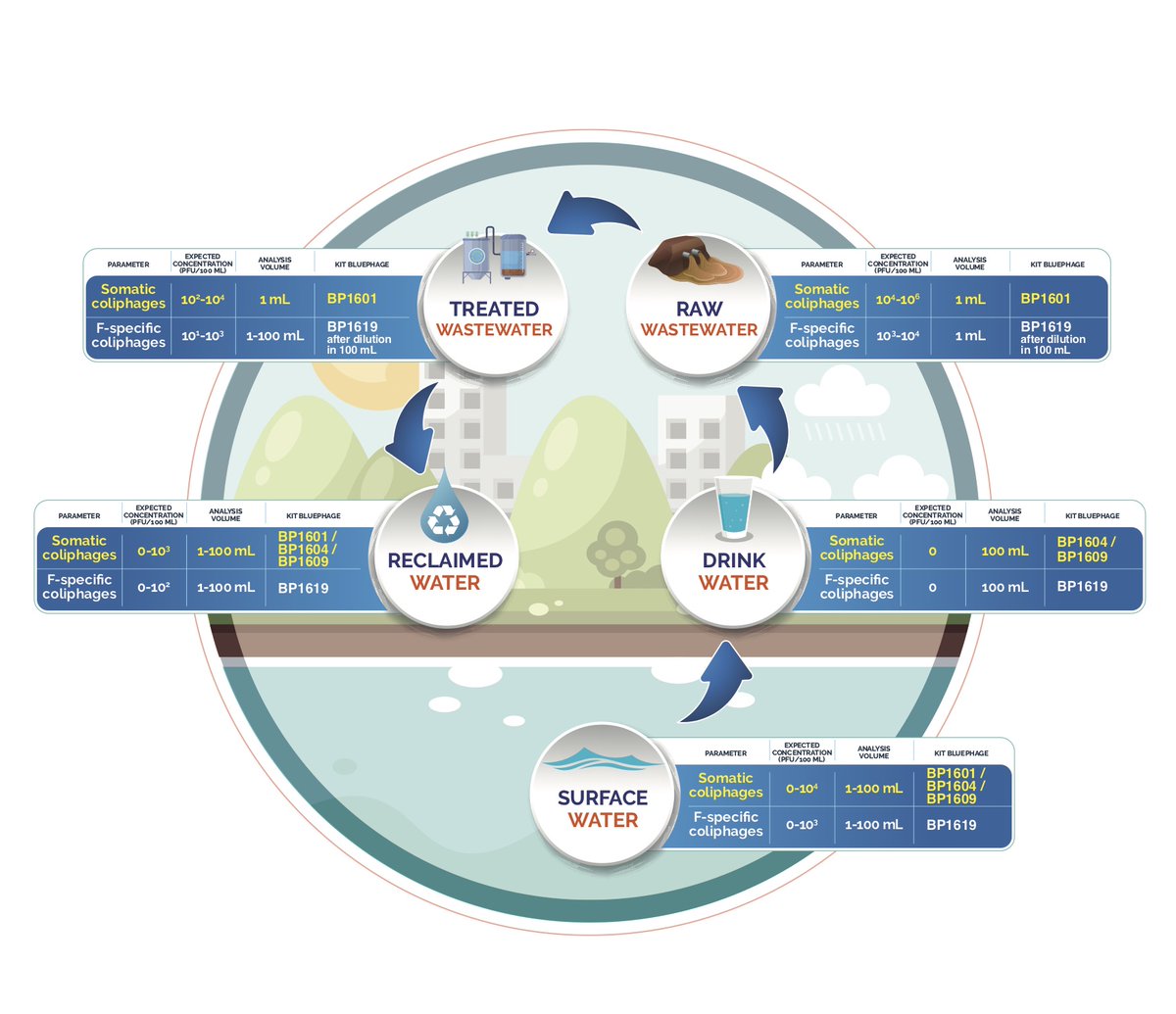 bluephageWATER's tweet photo. #Bluephage Enumera Rapid Kit is designed to test for #coliphages in all types of water, shellfish extracts, sediments, and sludge.
This graphic provides you with expected concentrations in PFU/100mL for each type of water.
👉 ttps://bluephage.com/bpf-se/ https://t.co/3XU0mIYwej