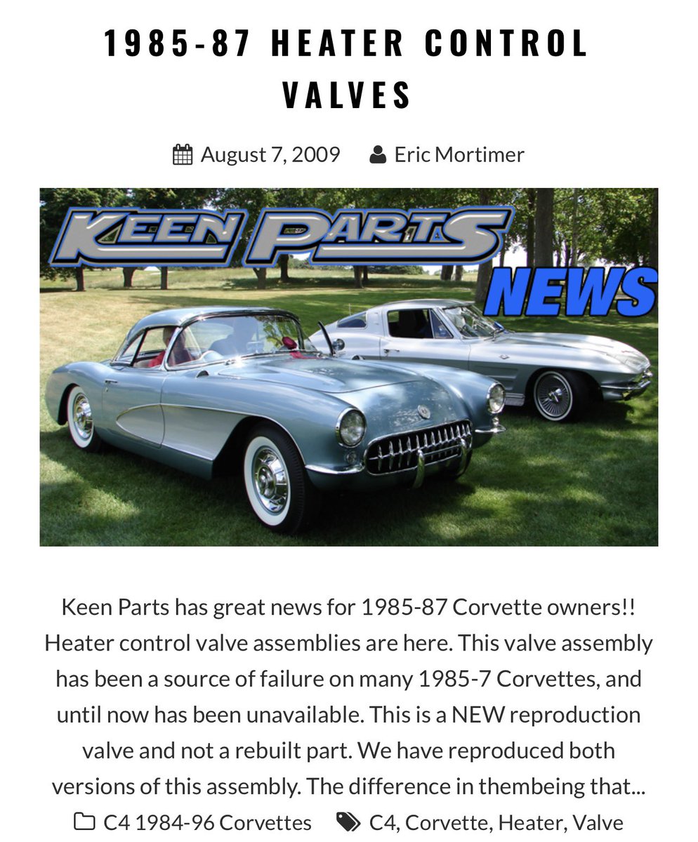 markwertz55's tweet image. Stop riding around with no heat . Just because it’s Old doesn’t mean you gotta be Cold . Call @KeenParts or visit us online .
1-844-TOM-KEEN
CorvetteParts.net
Enjoy riding around in the winter with your #Cmodel #Corvette 👇