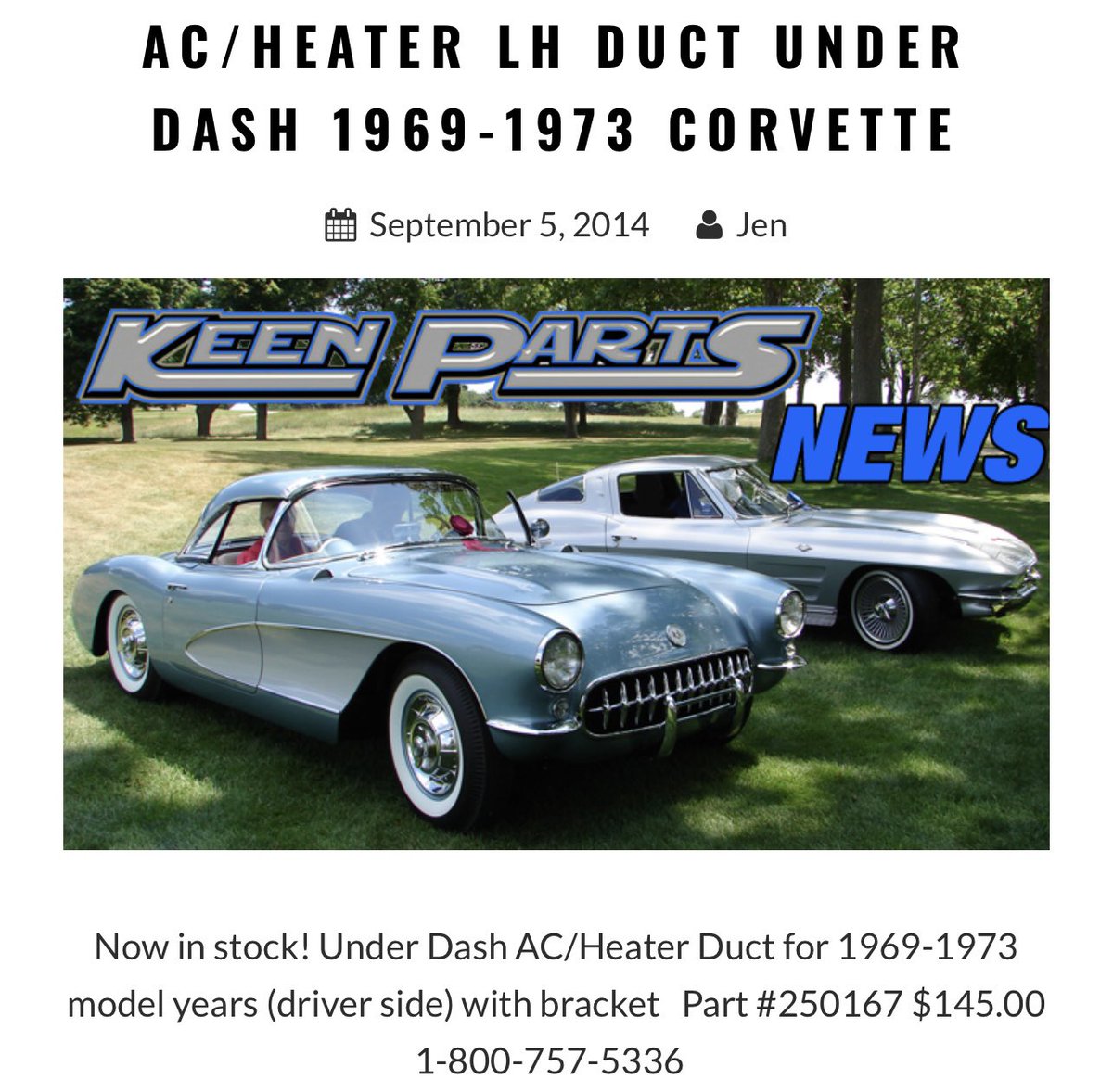 markwertz55's tweet image. Stop riding around with no heat . Just because it’s Old doesn’t mean you gotta be Cold . Call @KeenParts or visit us online .
1-844-TOM-KEEN
CorvetteParts.net
Enjoy riding around in the winter with your #Cmodel #Corvette 👇