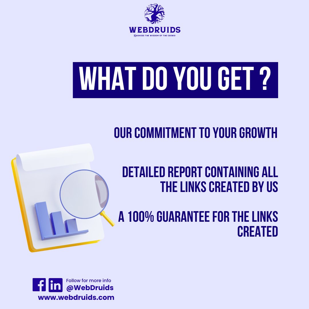 WebDruids's tweet photo. Unlock Your Growth with WebDruids! 🚀

What's in store for you?
✨ Detailed report with all the links we create.
💯 100% guarantee on every link we build.

Your success is our commitment! 💪
Visit us at https://t.co/mHrXdnergh 🌐
#WebDruids #LinkBuilding #GuaranteedGrowth https://t.co/PiaKXjqKQF