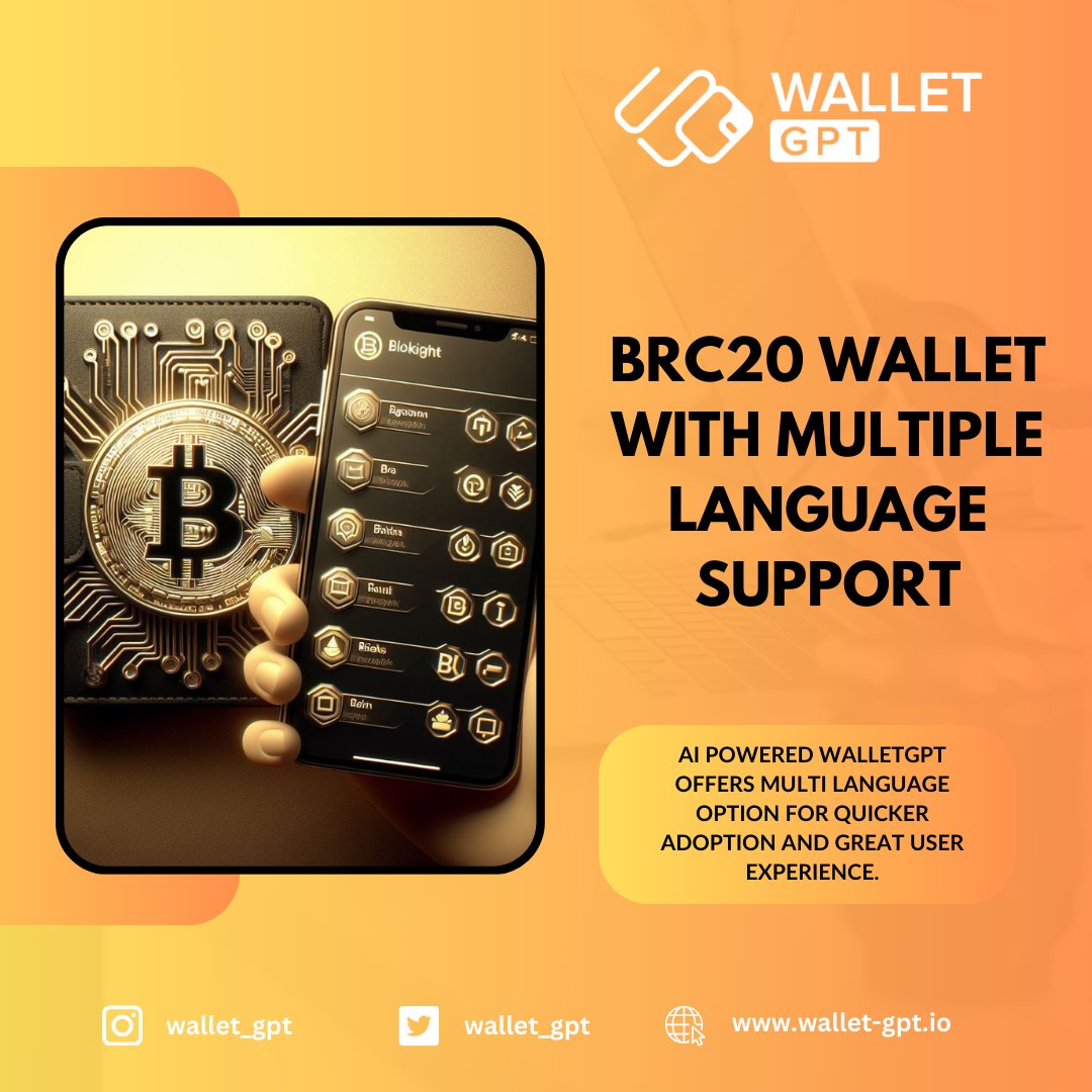 wallet_gpt's tweet photo. "Unlock a world of possibilities with our crypto wallet! 🌐 Now  supporting multiple languages using AI ,seamless interaction with your  favorite BRC20 assets. Embrace the global crypto experience  effortlessly! 💼🚀 #WalletGPT #BRC20 #MultilingualCrypto" https://t.co/nCD9znhXZE