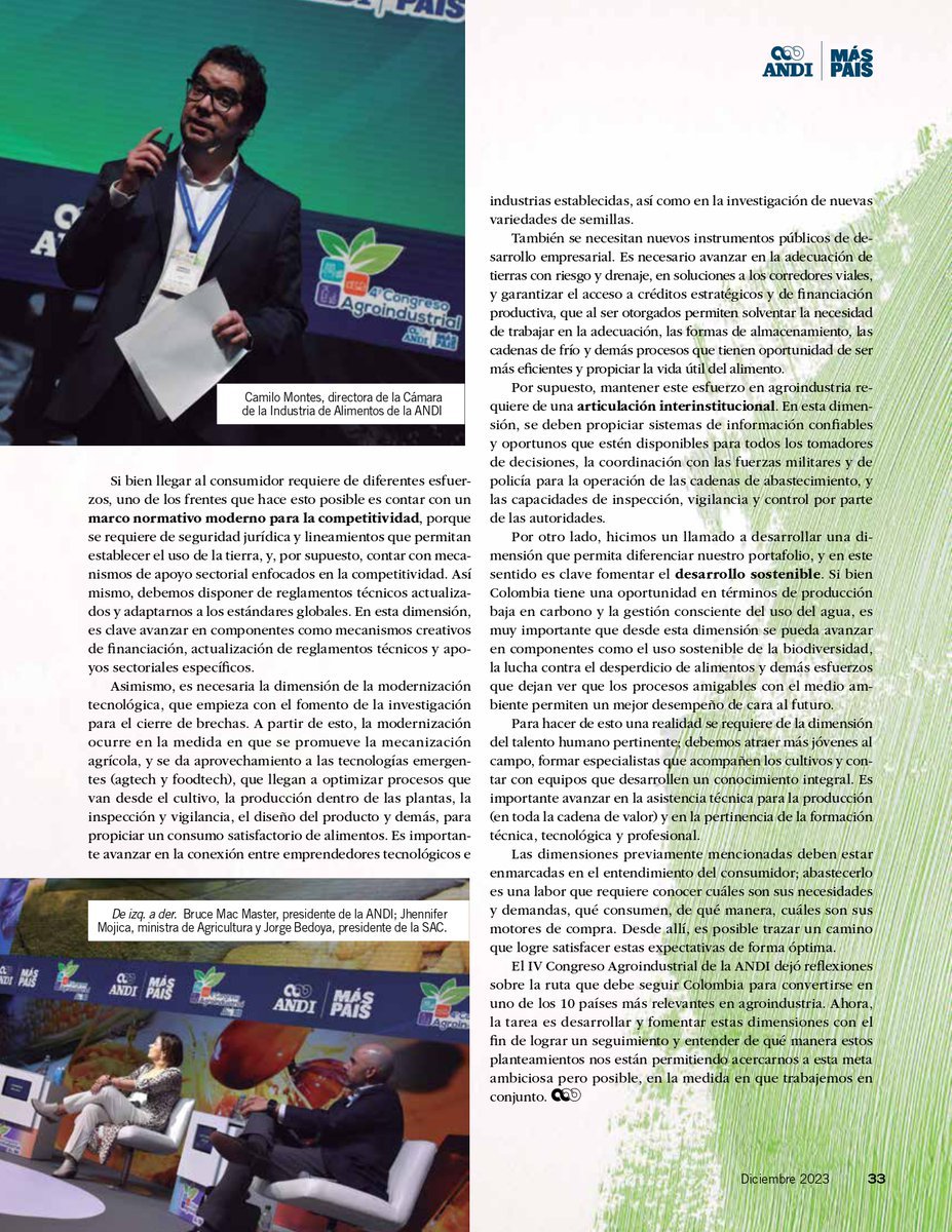 🇨🇴Hacer de Colombia un país mucho más relevante en Agro+Industria puede ser un propósito nacional. Conozca más de este artículo de la @AlimentosANDI en la Edición 284 de la @Revista_A aquí👉bit.ly/RevistaA-284 #MásPaísANDI