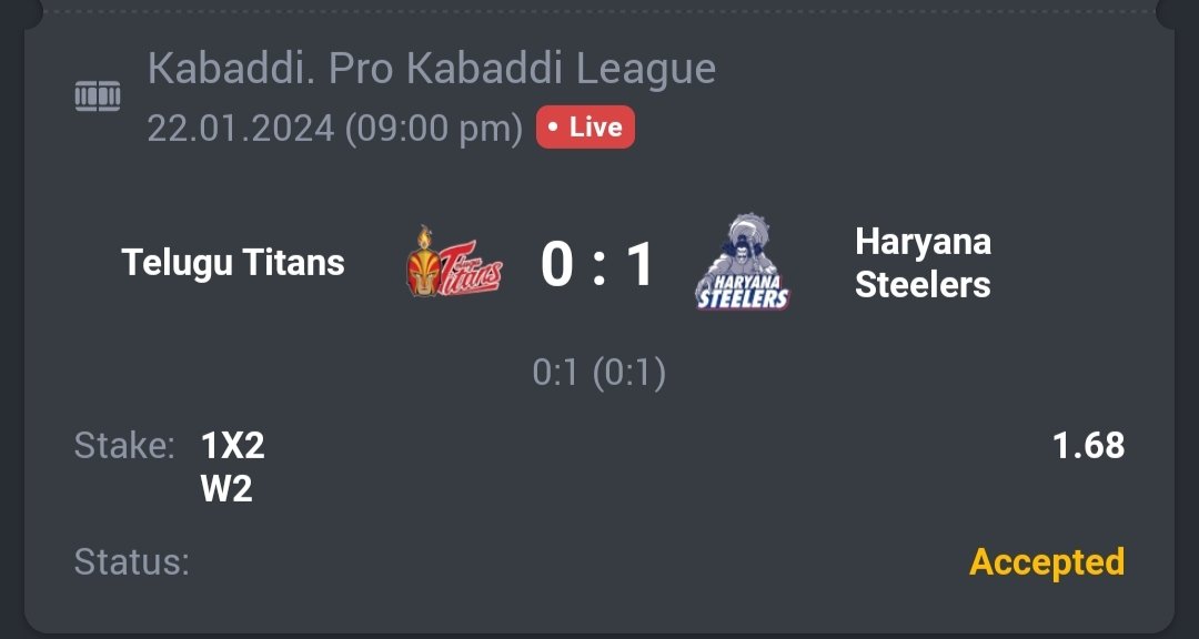 A3RBET's tweet photo. Kabaddi - Pro Kabaddi League

🤼 Haryana Steelers ML
🔖 1.68
💵 10 Units

#GamblingTwitter #SportsBetting #TeamParieur #SportsBet #Betting #FreePicks #A3RBET #SportsBettor

#ProKabaddi #PKL #Kabaddi #ProKabaddiLeague #PKLSeason10 #10PKL #TTvHS #TeluguTitans #Telugu

Like + RT https://t.co/hvWo2z6WG0