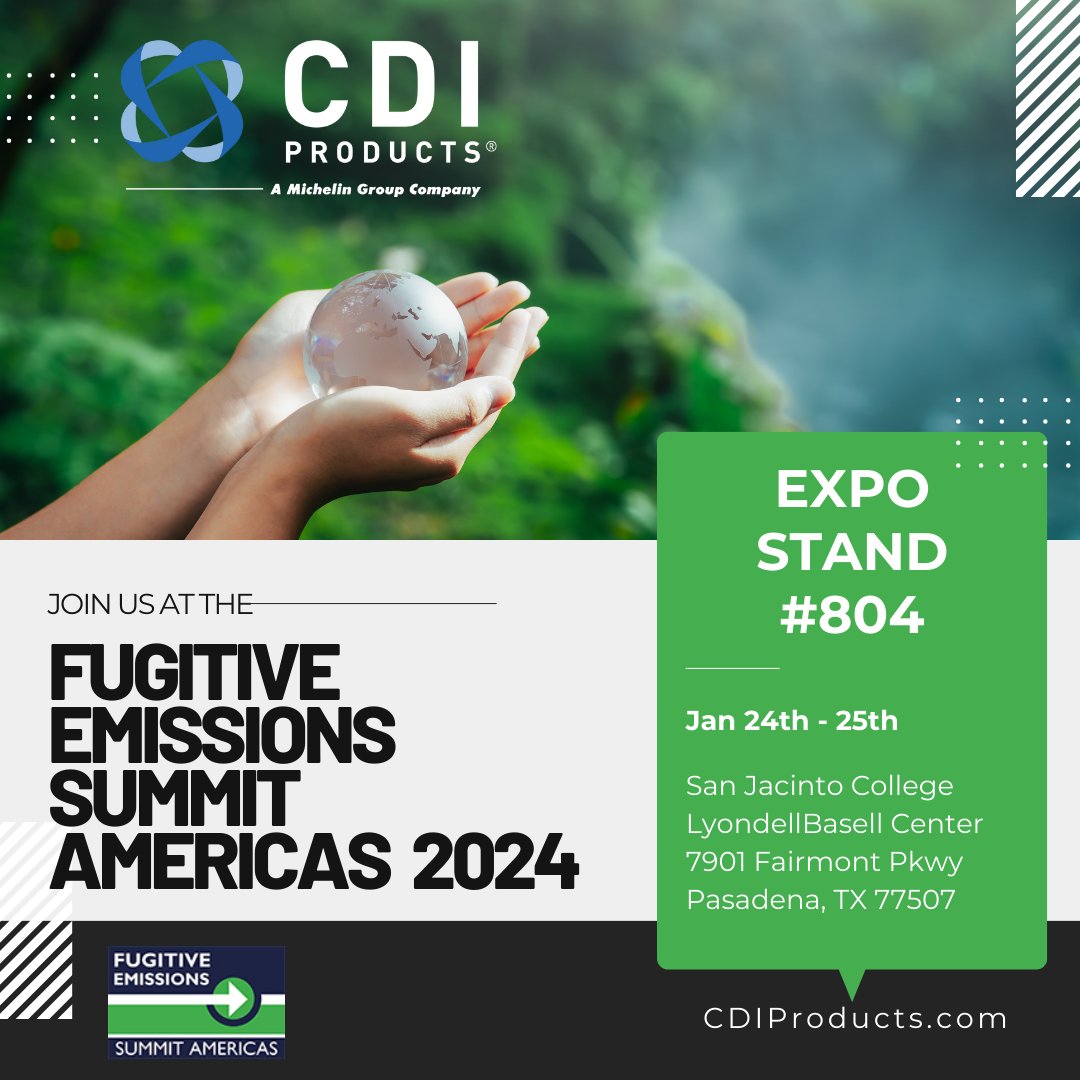 Fugitive Emissions Summit Americas is back in 2024 and CDI Products and EGC Enterprises will both be exhibiting. Visit Stand #804.

#Fugitivemmissions #co2 #CPET #safety #compliance #leakdetection #monitoring #airpermitting #benzenewaste #emissioncontrol