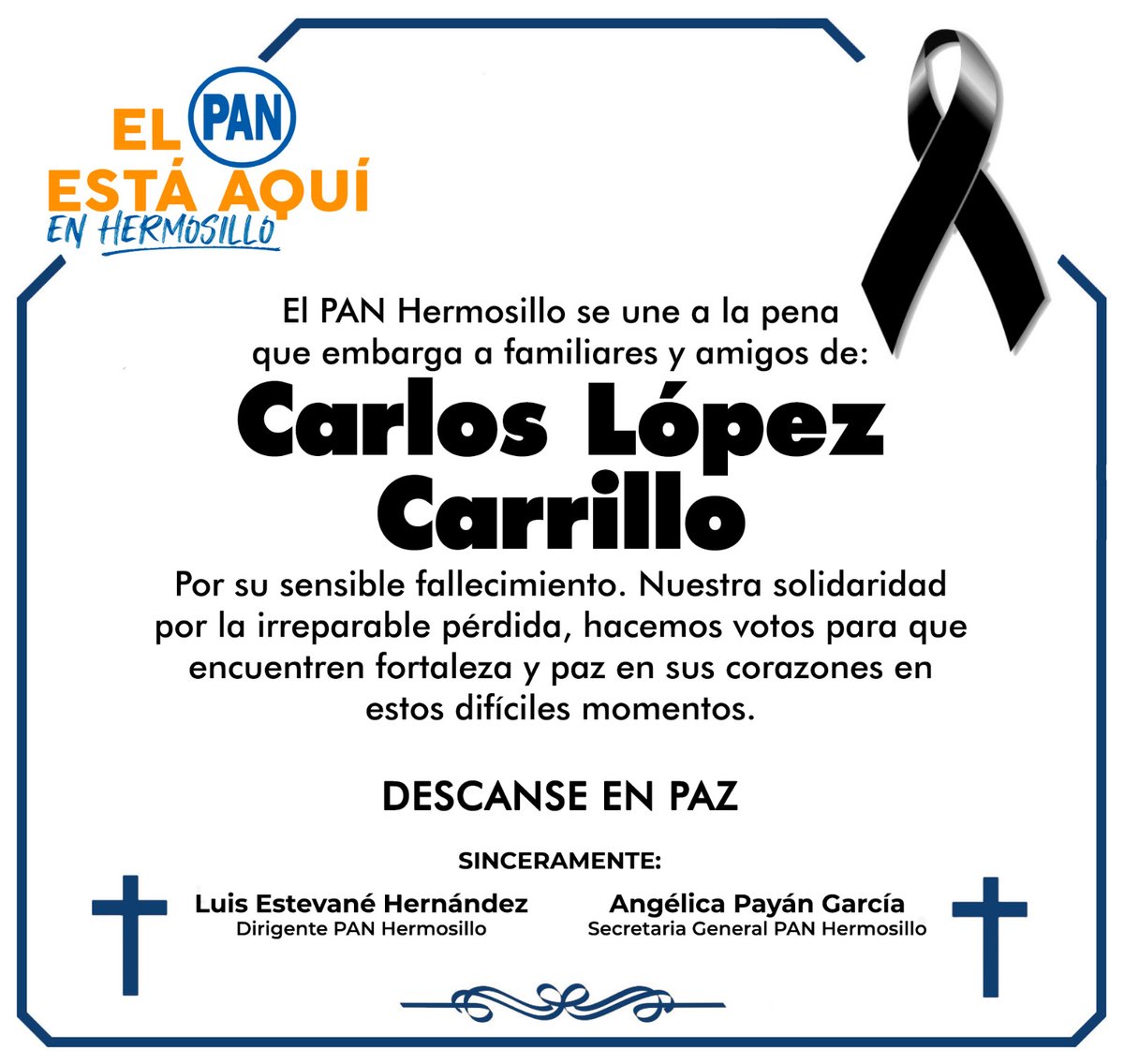 PAN_Hmo's tweet photo. Descanse en paz. https://t.co/uSeG7ZREKg