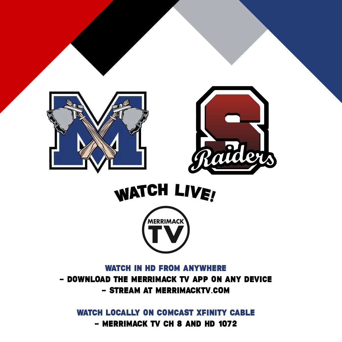 🏀 Tonight! Live! <a href="/TomahawksMHS/">MHS Athletics</a> vs <a href="/SpldngAthletics/">Spaulding Athletics</a> Boys Varsity Basketball at 6:30PM

Watch from ANYWHERE: download the Merrimack TV app from the app store on iPhone, Android, Roku, Apple TV, and Amazon Fire TV

Locally: XFINITY Ch 8 and HD1072

@bgagnon1123 on play by play 🏀