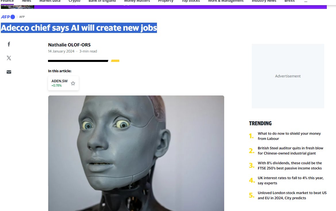 'Adecco Group chief says AI will create new jobs' uk.finance.yahoo.com/news/adecco-ch… #FutureOfWork #AI @AFP