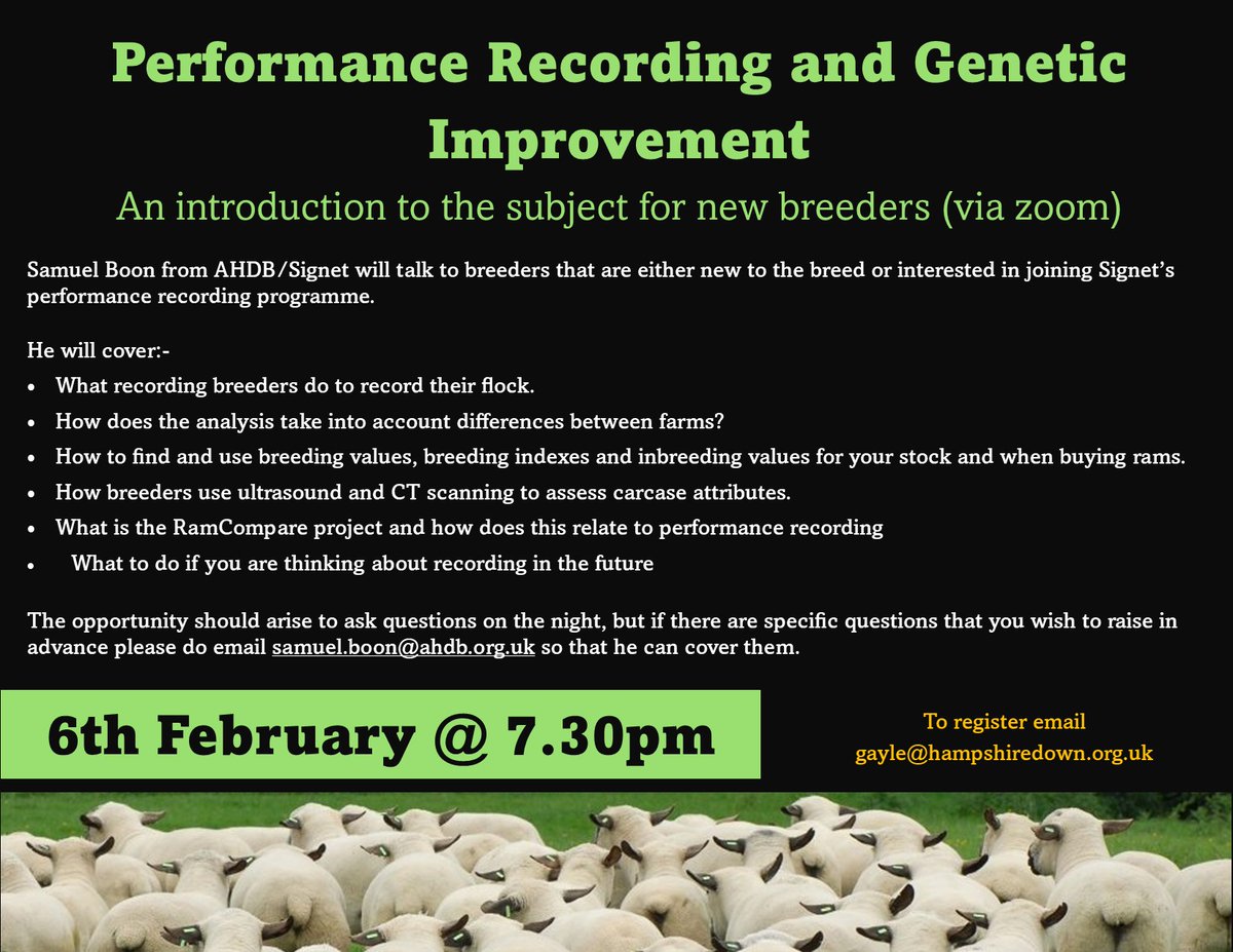 Anyone new to the breed and want to find out about recording or if you're thinking of trying recording then here's the info you need! Sign up at gayle@hampshiredown.org.uk