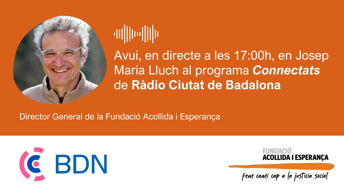 📻En breu, estem en directe al programa de ràdio @connectatsxarxa. Pots escoltar l'entrevista aquí:  radio.bdncom.cat 

#AcollidaiEsperança #FemCamíCapALaJustíciaSocial