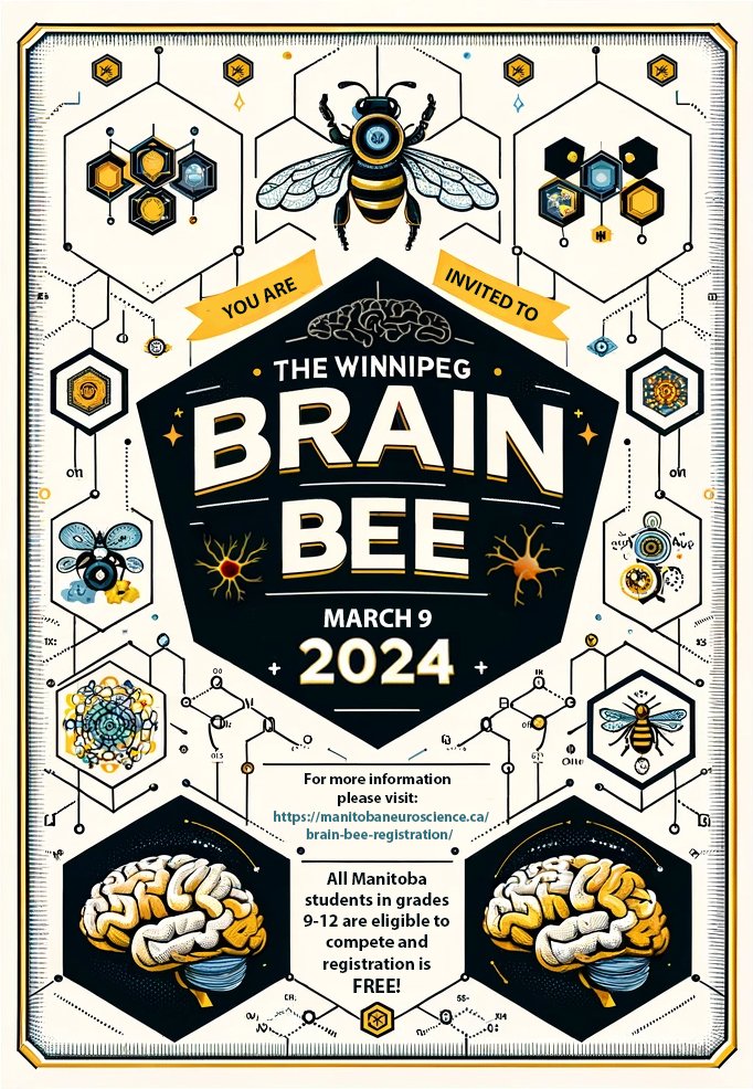 Dear high school students/teachers in MB! Are you a student or know of a student interested in neuroscience? Then join us for the Winnipeg Brain Bee @umanitoba March 9, 2024! For more information and FREE registration please see: brainbee.ca/local-bees/win… @manitobaneuro #MbEd