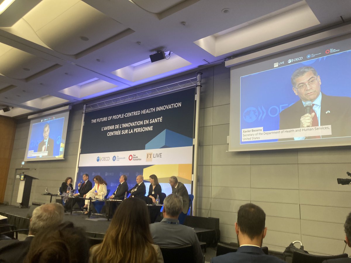 LukeOShea1's tweet photo. OECD health ministers talking about climate change and the need to reduce emissions in health care. Some big hitters from global south are very interesting, as well as US health Sec who is acknowledging big equity challenges. Need clear plan across #oecd for #ClimateAction https://t.co/e7JAXmaFWz
