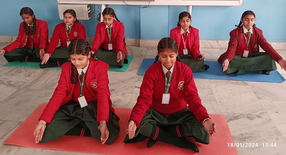 STS World school Rajgomal.... Students know about the importance of good health... They perform different yoga activities in class