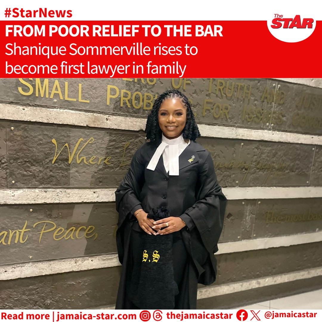 #StarNews: Having cleared numerous hurdles, some of which threatened to derail her dreams to become an attorney-at-law, Shanique Sommerville, from the community of Peggy Barry in Grange Hill, Westmoreland, was called to the Bar last Friday.

Read: jamaica-star.com/article/news/2…