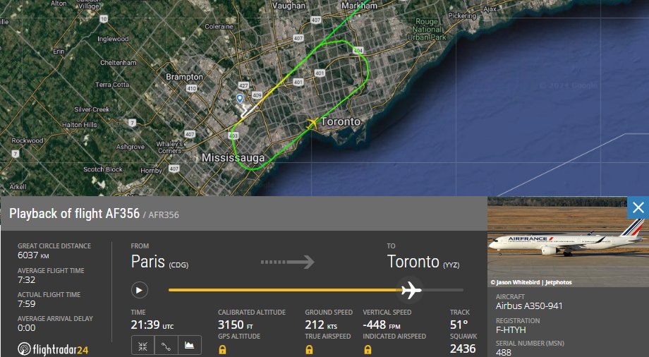 Transponder1200's tweet photo. El Airbus #A350-900 de #AirFrance 🇫🇷 matrícula F-HTYH experimentó un "tail strike" durante el aterrizaje 🛬 en Toronto 🇨🇦, cuando cumplía el vuelo #AF356.
Más información: https://t.co/G69Ni8aVJA https://t.co/BXJQAgWkpY