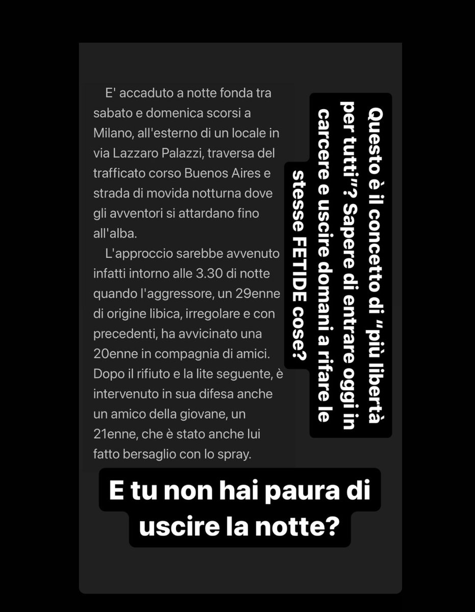 Continuiamo a parlare di #liberta. Di #femminicidio, di #aggressione, che le #donne #donna devono poter vestirsi liberamente: il problema è degli #uomini, delle #bestie che non ci fanno sentire al sicuro, tra #rapina e #stupro #violenza.
#destra e #sinistra a quando #rispetto???