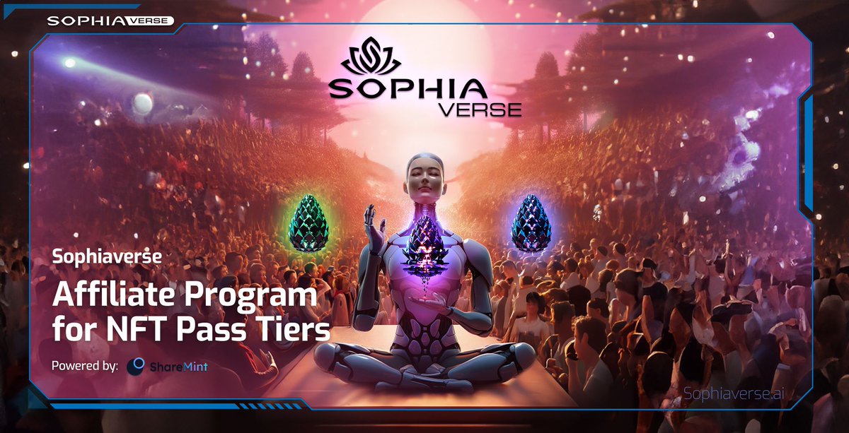 SophiaVerse_AI's tweet photo. SophiaVerse Affiliate Program

SophiaVerse introduces its innovative affiliate program for our NFT Pass tiers: Sentience, Transcendence, & Consciousness, powered by @sharemint_xyz!

Dive into our digital AI & Web3 universe & earn 15% commissions on Tier 2 & 3 referrals until end of Jan! 🌟

Join now: https://t.co/88nrB3jOhV… 

#NFTs #AffiliateMarketing #Web3 #CryptoArt #web3gaming #gaming #gamingcommunity