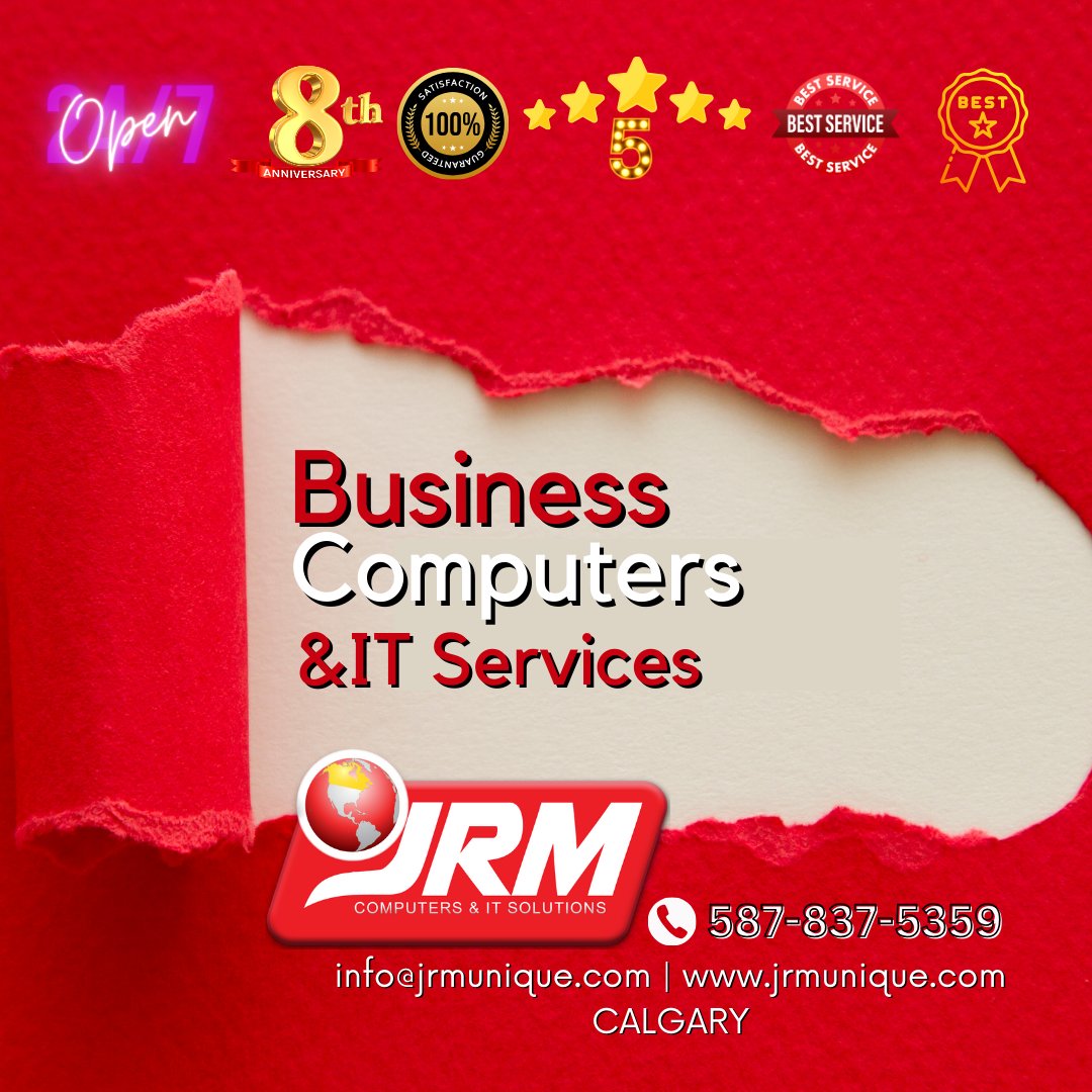 JRM Computers is your one-stop shop for all your business technology needs. We offer a wide range of new and refurbished business-grade computers and laptops, as well as comprehensive IT services. We have been serving Calgary businesses for the past eight years and are committed