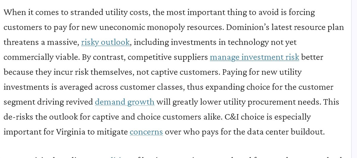 TKavulla's tweet photo. States like Virginia have huge projected growth in electric demand -- but if utility monopolies are the only conduit for investments to support that growth, then legacy customers are on the hook for demand that may never materialize, or which might go away. @RSI makes the case: https://t.co/QqikeB2cRg