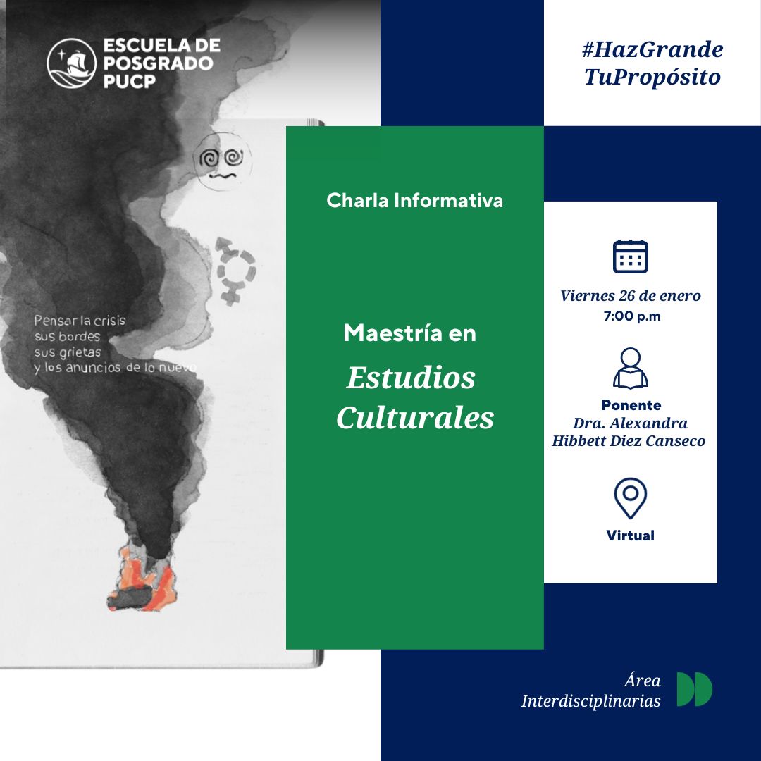 💥ADMISIÓN 2024💥
CHARLA INFORMATIVA (ENERO 2024)

⚡Con la participación de Alexandra Hibbett (directora y profesora del Programa) 
▪Viernes 26 de enero ▪7:00 p.m. 
▪Vía ZOOM (previa inscripción) 
▪Enlace de inscripción: goo.su/n0YWRc8
