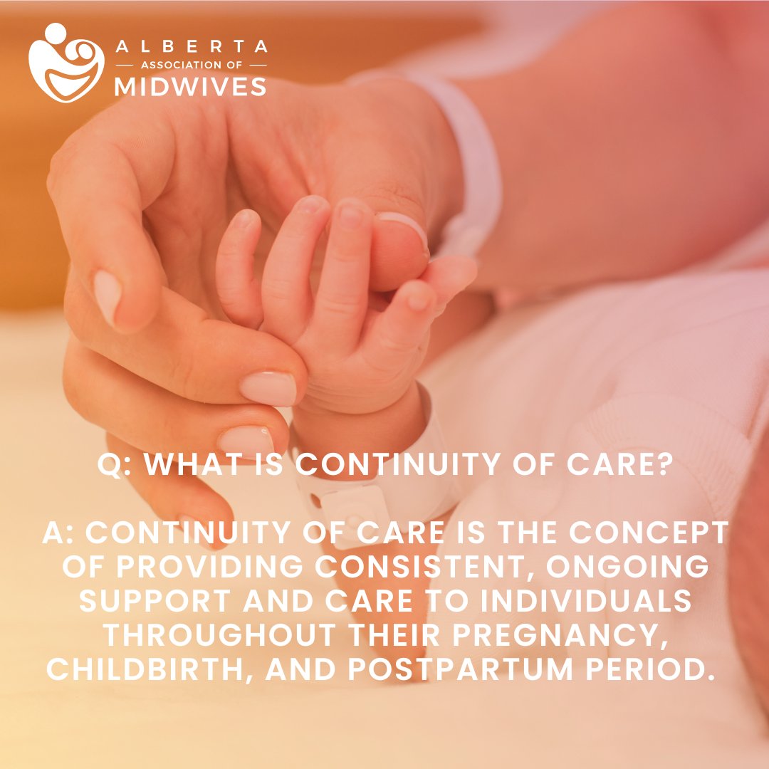albertamidwives's tweet image. Question: What is continuity of care? Answer: Continuity of care is the concept of providing consistent, ongoing support and care to individuals throughout their pregnancy, childbirth, and postpartum period. 

Learn more: ow.ly/xlq450Qnbz4

#ContinuityOfCare  #ABMidwives