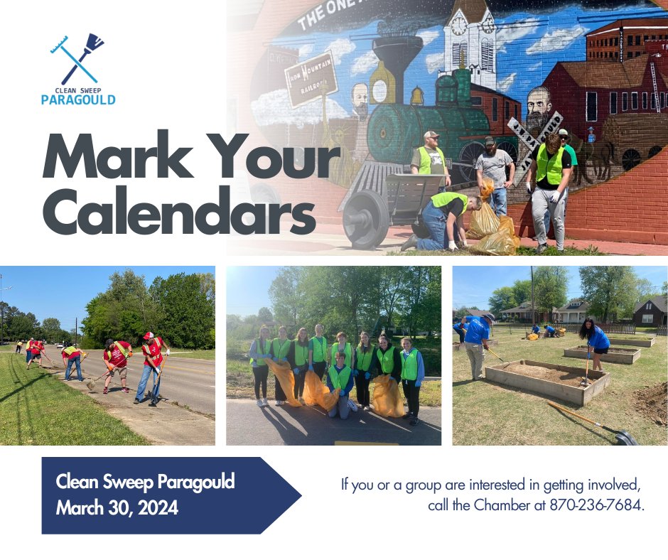 PgouldChamber's tweet photo. Clean Sweep Paragould will be here soon and we need your help! If you or a group are interested in getting involved, call the Chamber at 870-236-7684. https://t.co/rzI1YjOzQA