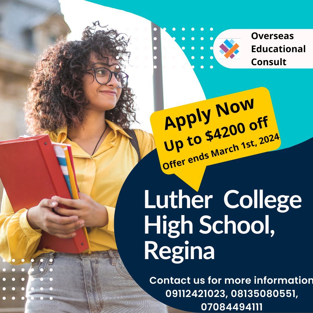 Scholarship alert!!!
Luther College high school, Regina offers scholarship of up to $4,200 when you apply to any course of choice before 1st March, 2024.
Don't miss out on this opportunity to study in Canada.

#canada #graduateschool #scholarship #canadaschools
