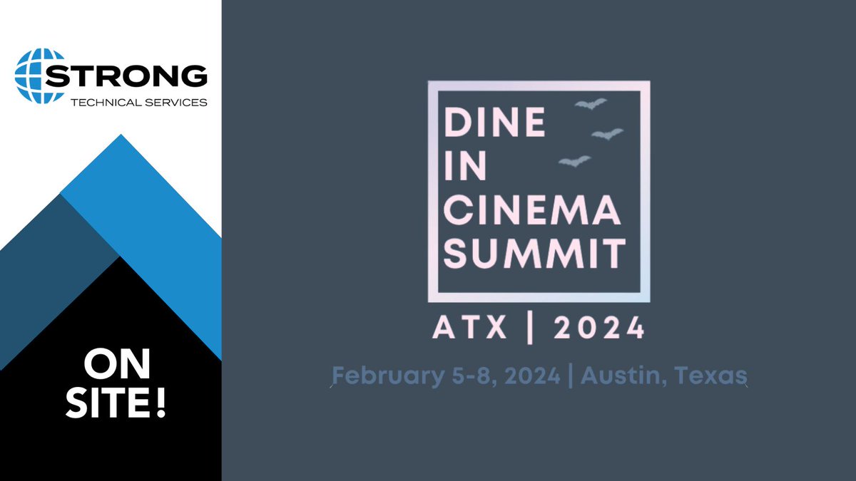 StrongTechSvc's tweet photo. Meet us at the Dine In Cinema Summit annual conference, discover our products/services and further your education in the theater industry. See you in Austin, Texas, in February. https://t.co/TlPFDph2oq