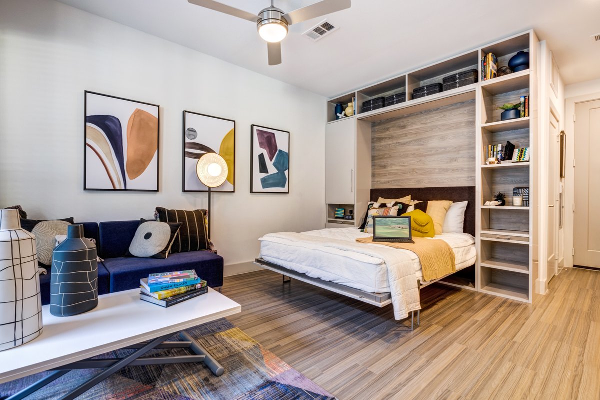 3walleraustin's tweet photo. Murphy beds offer our residents the flexibility to create their own space, and add their own flair to their home! https://t.co/ud4PEjC35Z