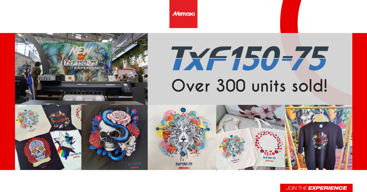 🚀Breaking news! Mimaki's revolutionary TxF150-75 DTF printer hits a massive milestone, surpassing 300 units sold across EMEA!🌐 Explore the whole story here: eu1.hubs.ly/H076K290 #Mimaki #DTFPrinting #TxF150