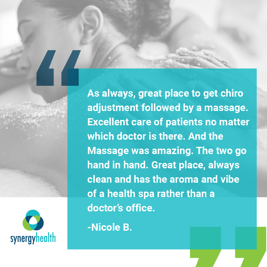 We're overjoyed to share the wonderful experience of our incredible patient, Nicole B. 🌺

Curious about the Synergy Health experience? Book today and discover the transformative power of chiropractic care in a spa-like atmosphere.

#PatientSuccessStory #SynergyHealth