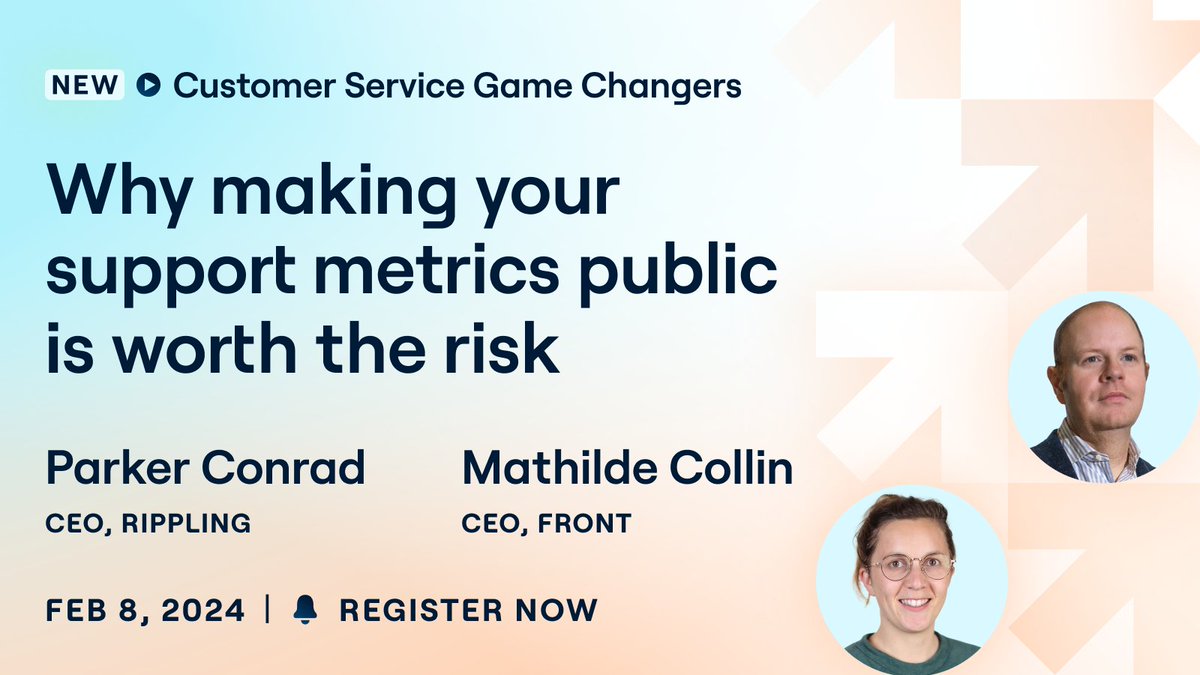 Join @collinmathilde and @parkerconrad on Feb 8 as they discuss the ROI of making your support metrics public; why support quality should be a top priority for every CEO; and the most important metrics to measure. bit.ly/3OaoIg3