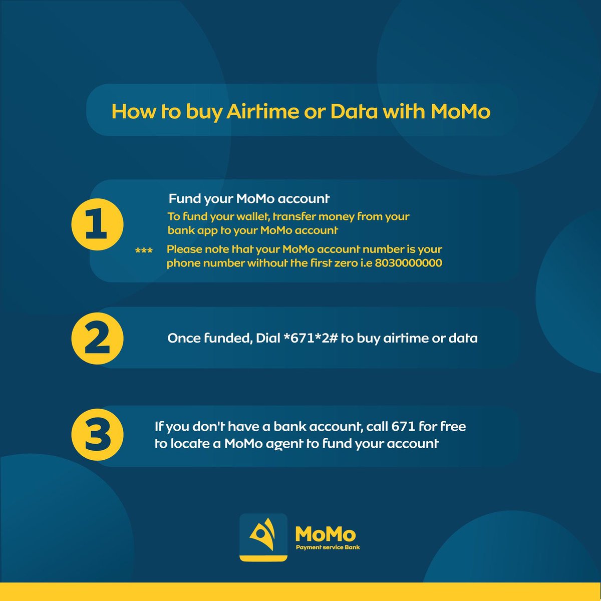 Osas_ThePlug's tweet image. Easy steps on how to buy airtime or data on your phone using @MoMo_PSB 

You can download the MoMo app from your app store to get started as well. #MoMoBetterPassCash