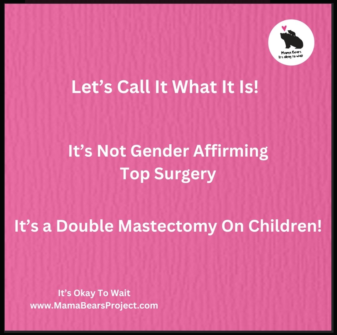 Mamabearsproject.com

#genderdysphoria #protectingkids #protectingchildren #masectomy #childabuse #mentalillnes #genderaffirming #genderaffirmingcare #medicalmalpractice #childmutilation #confusedkids