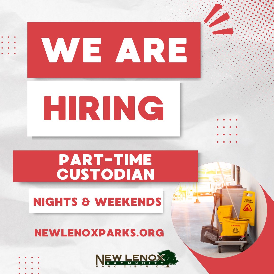 Join our team! #NowHiring a part-time Custodian! This position is nights and weekends. loom.ly/dOoz3VU Apply today! #joinourteam #workwhereyouplay